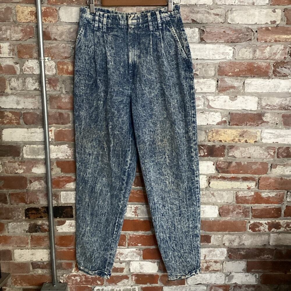 80s Chic Schooners Acid Wash Jeans Pants  Pleated and Cuffed Size 12